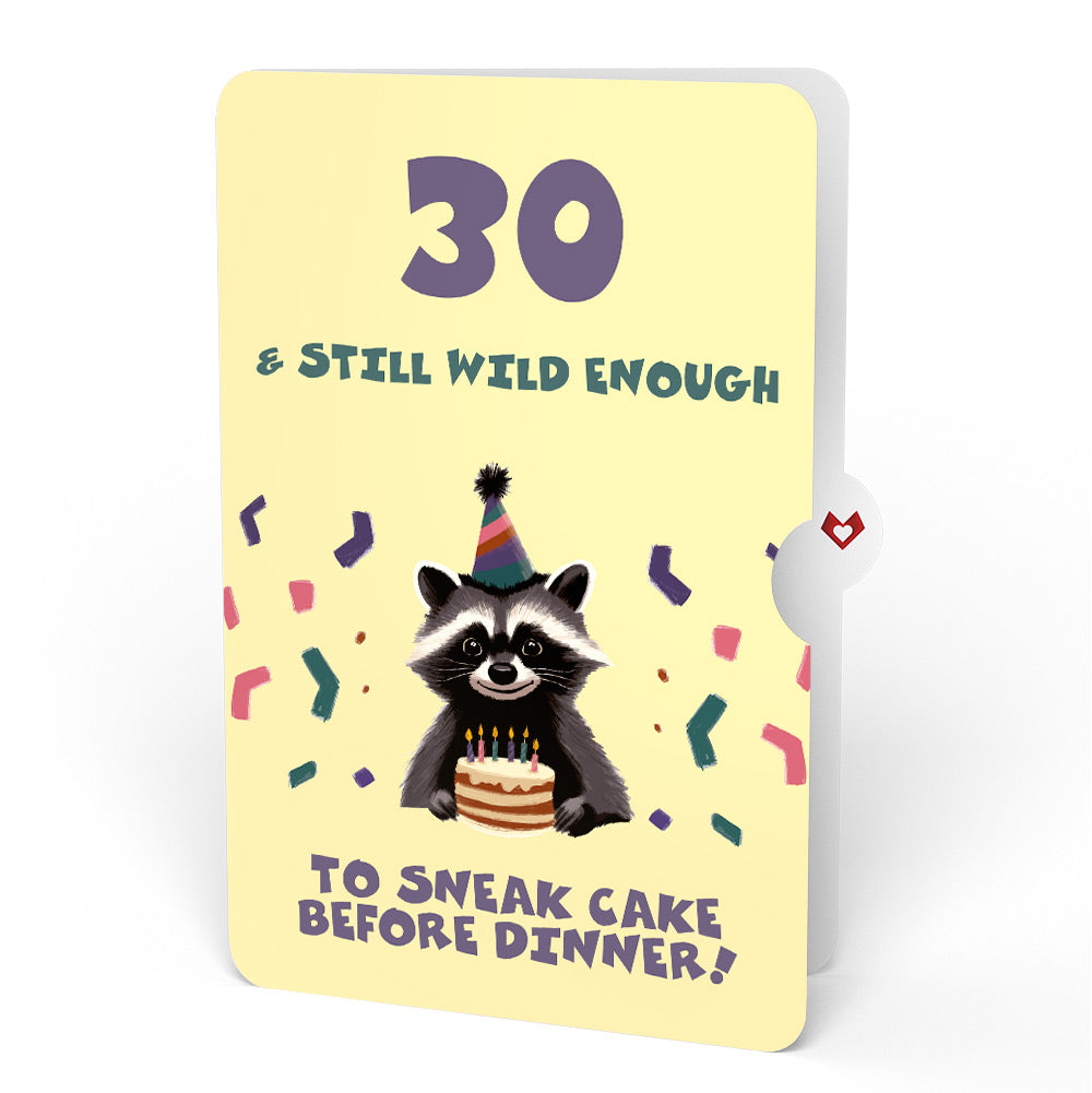 Go Feral Raccoon 30th Birthday Pop-Up Card and Sentiment Set
