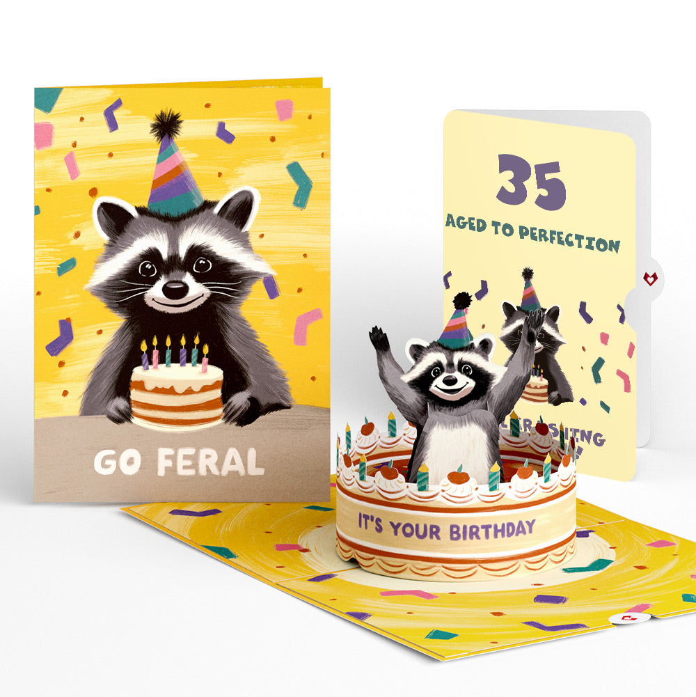 Go Feral Raccoon 35th Birthday Pop-Up Card and Sentiment Set