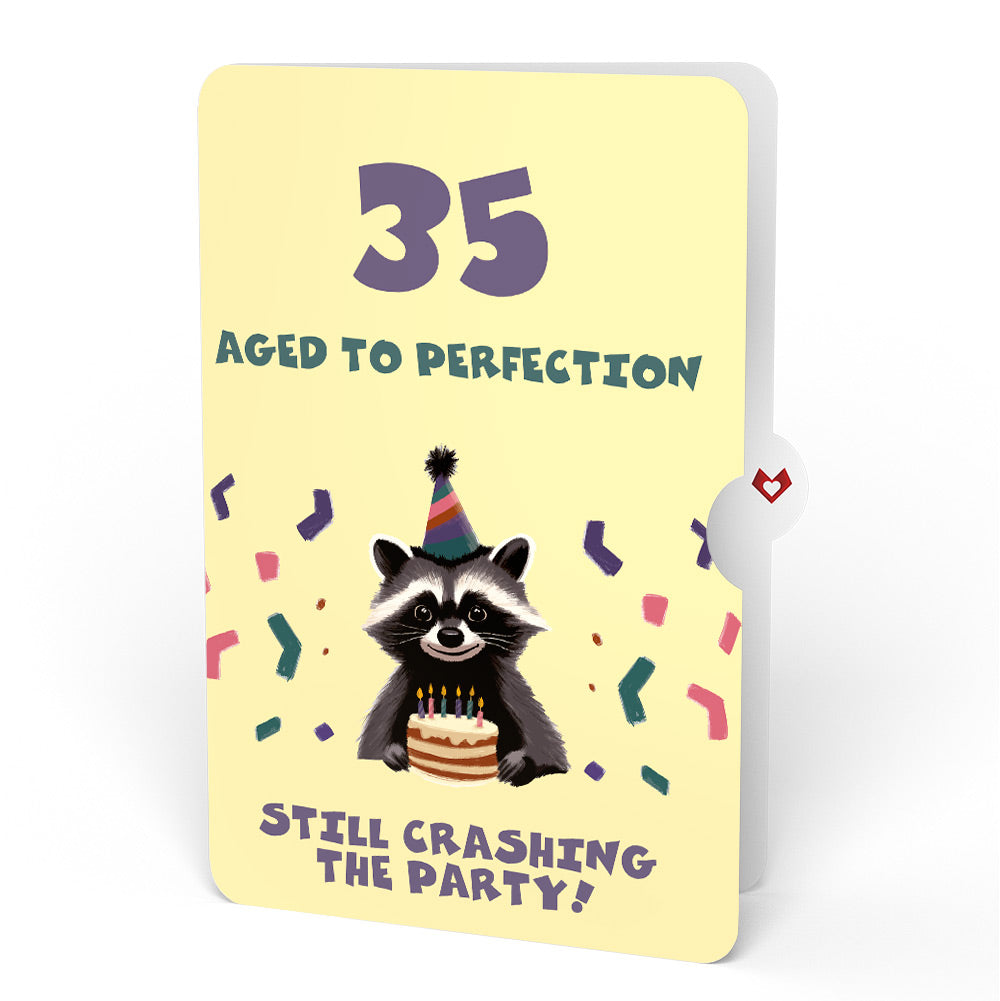 Go Feral Raccoon 35th Birthday Pop-Up Card and Sentiment Set
