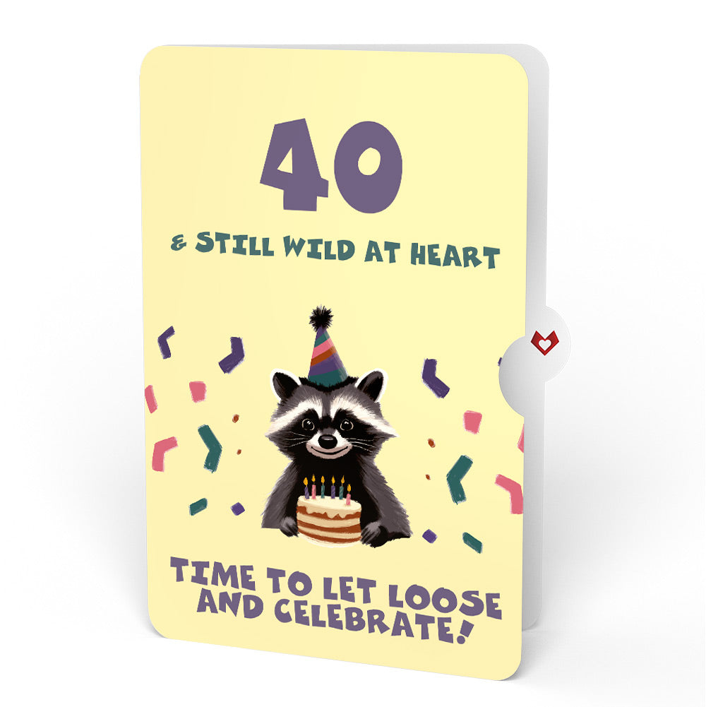 Go Feral Raccoon 40th Birthday Pop-Up Card and Sentiment Set