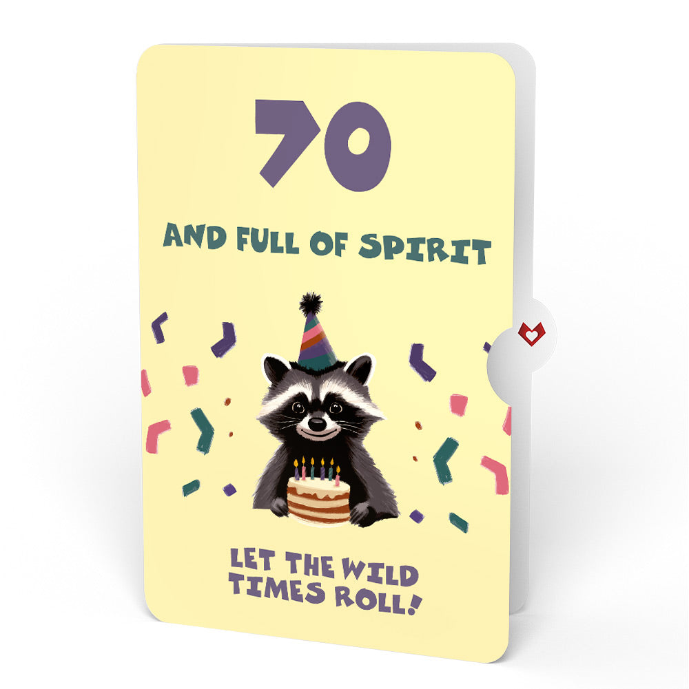Go Feral Raccoon 70th Birthday Pop-Up Card and Sentiment Set