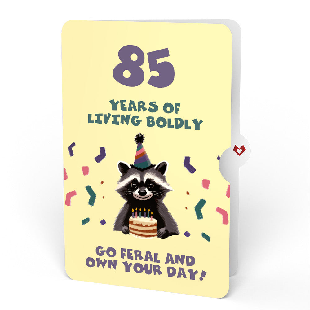 Go Feral Raccoon 85th Birthday Pop-Up Card and Sentiment Set