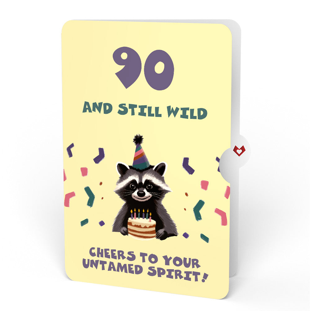 Go Feral Raccoon 90th Birthday Pop-Up Card and Sentiment Set