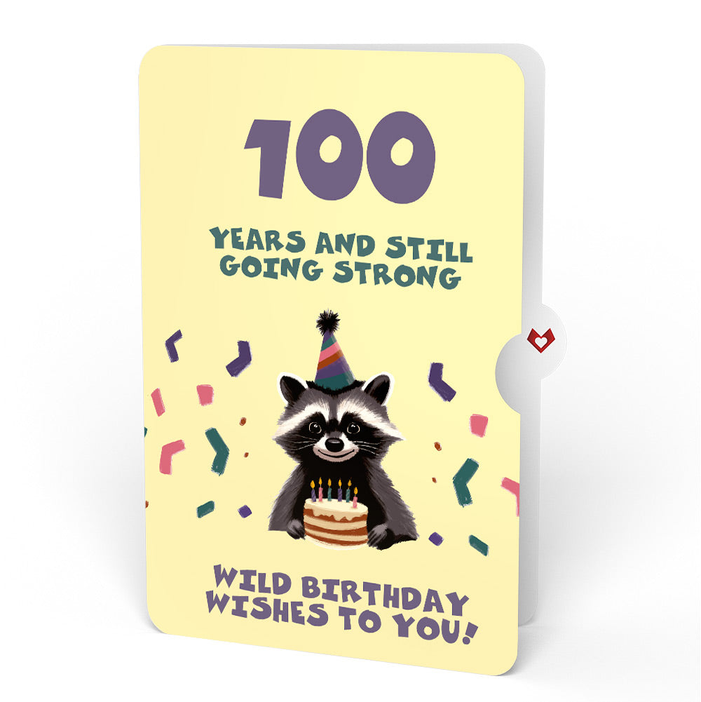 Go Feral Raccoon 100th Birthday Pop-Up Card and Sentiment Set