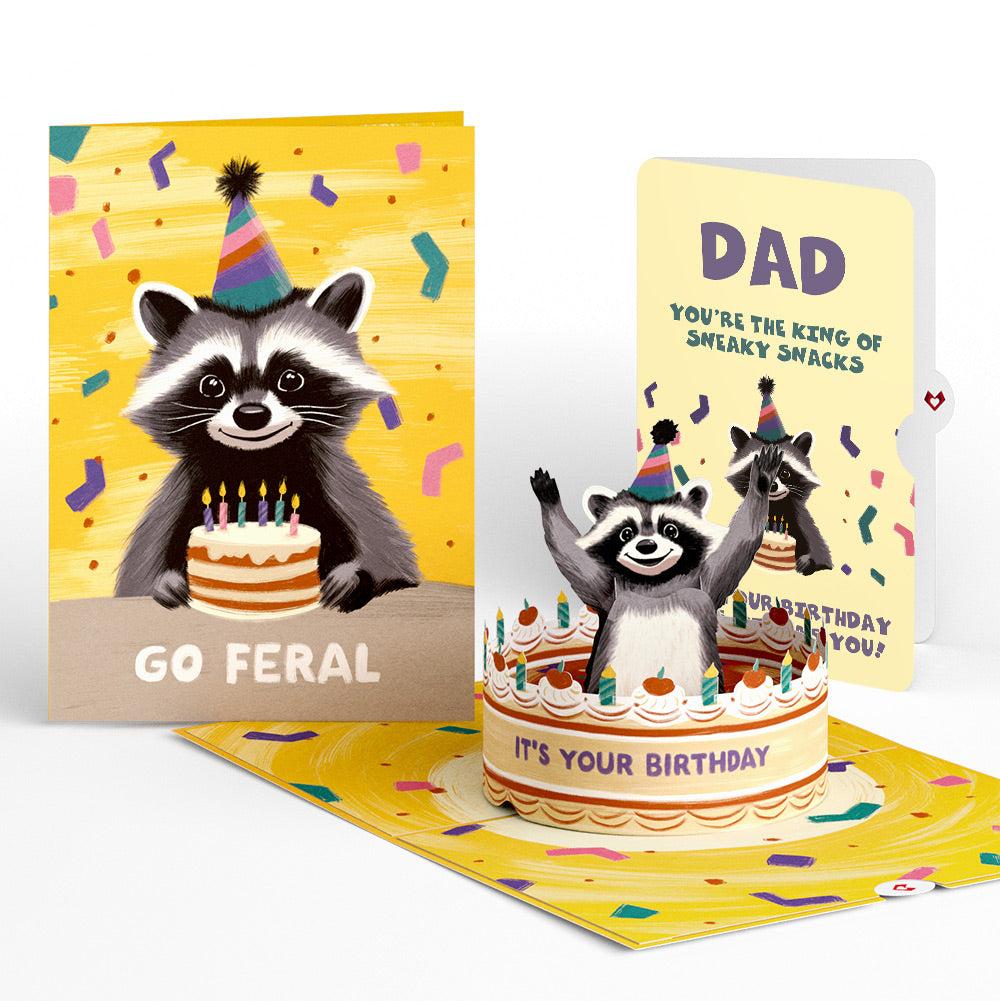 Go Feral Raccoon Birthday Pop-Up Card and Sentiment Set for Dad