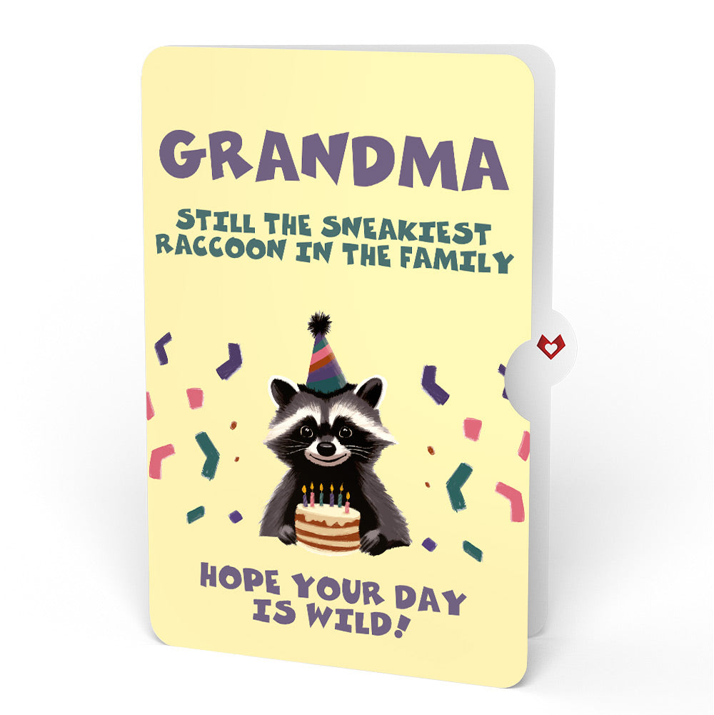 Go Feral Raccoon Birthday Pop-Up Card and Sentiment Set for Grandmother