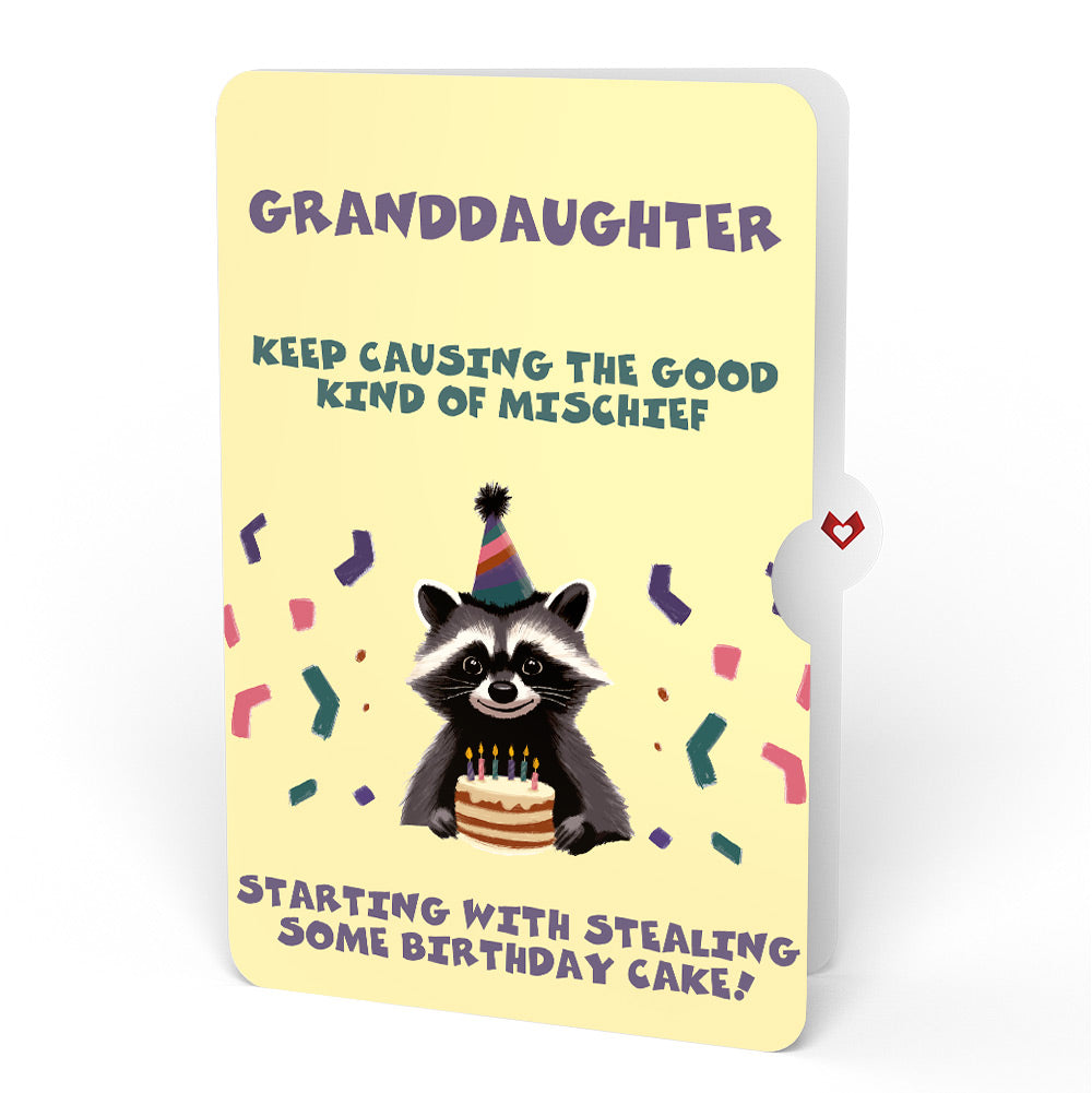 Go Feral Raccoon Birthday Pop-Up Card and Sentiment Set for Granddaughter