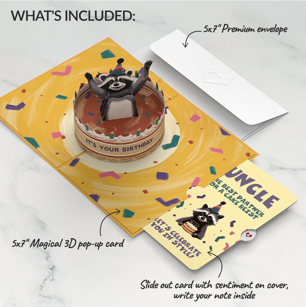 Go Feral Raccoon Birthday Pop-Up Card and Sentiment Set for Uncle