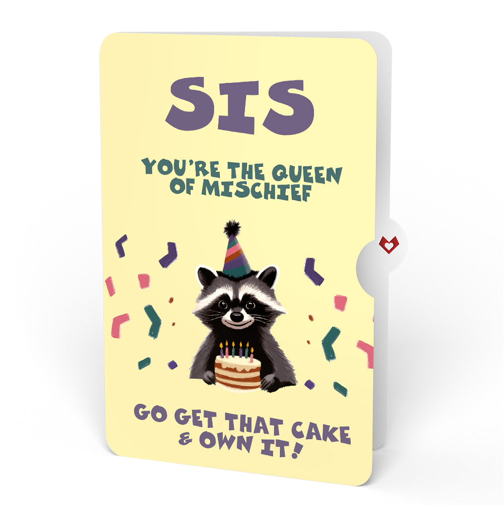 Go Feral Raccoon Birthday Pop-Up Card and Sentiment Set for Sister