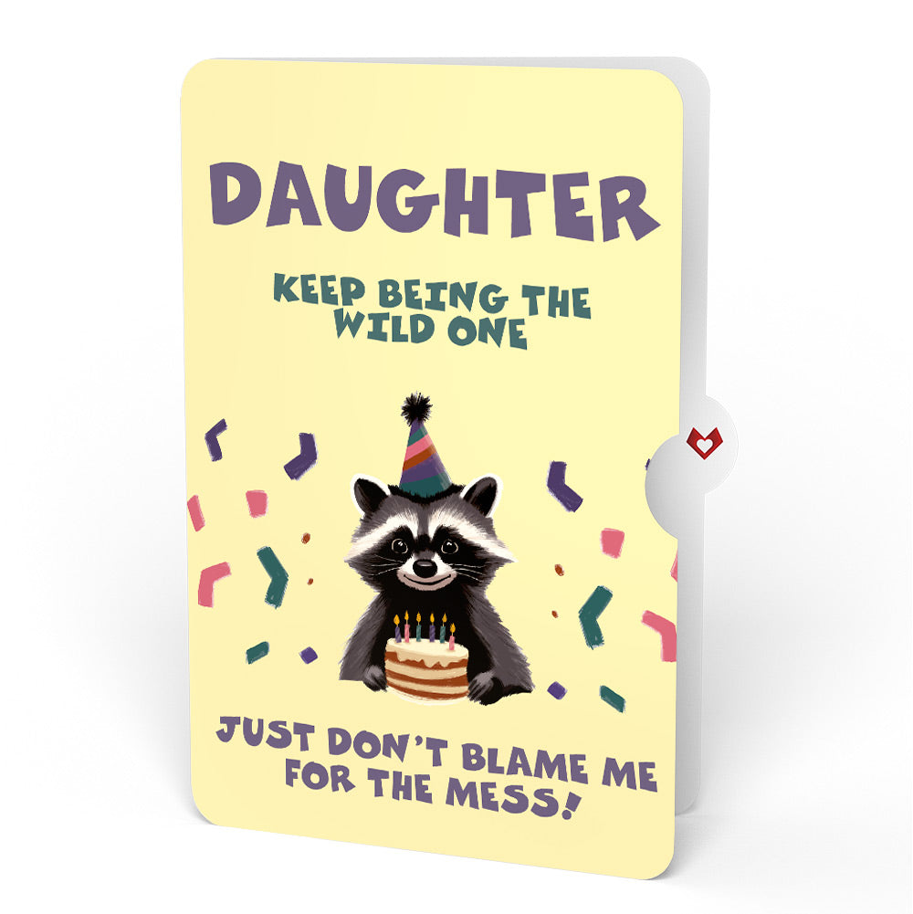 Go Feral Raccoon Birthday Pop-Up Card and Sentiment Set for Daughter