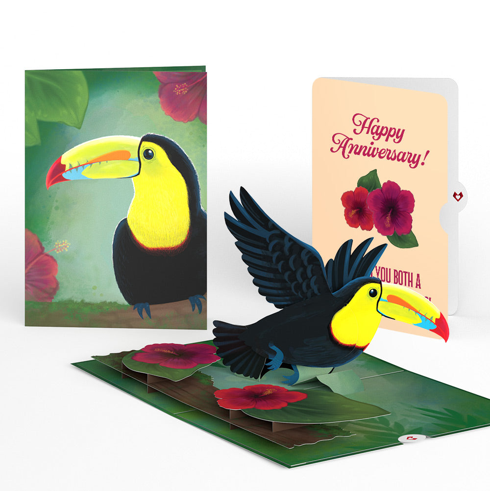 Rainforest Toucan Anniversary Pop-Up Card and Hibiscus Sentiment Set