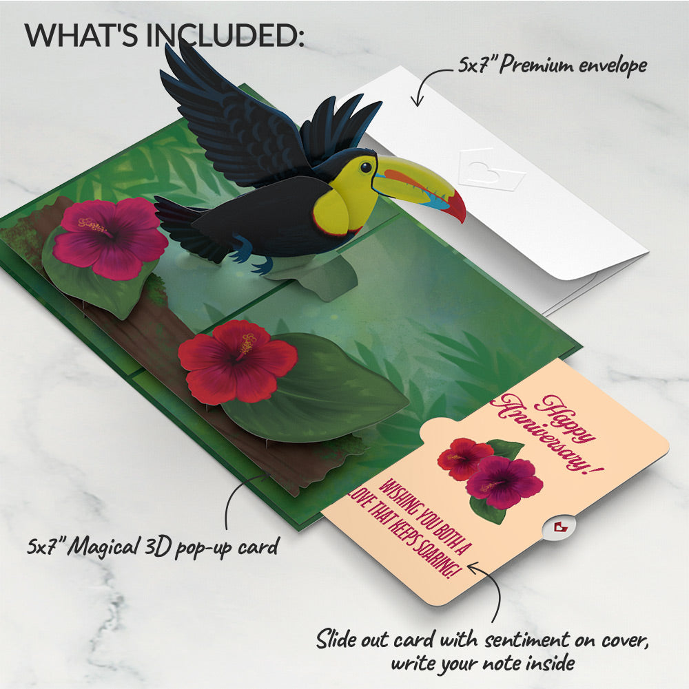 Rainforest Toucan Anniversary Pop-Up Card and Hibiscus Sentiment Set