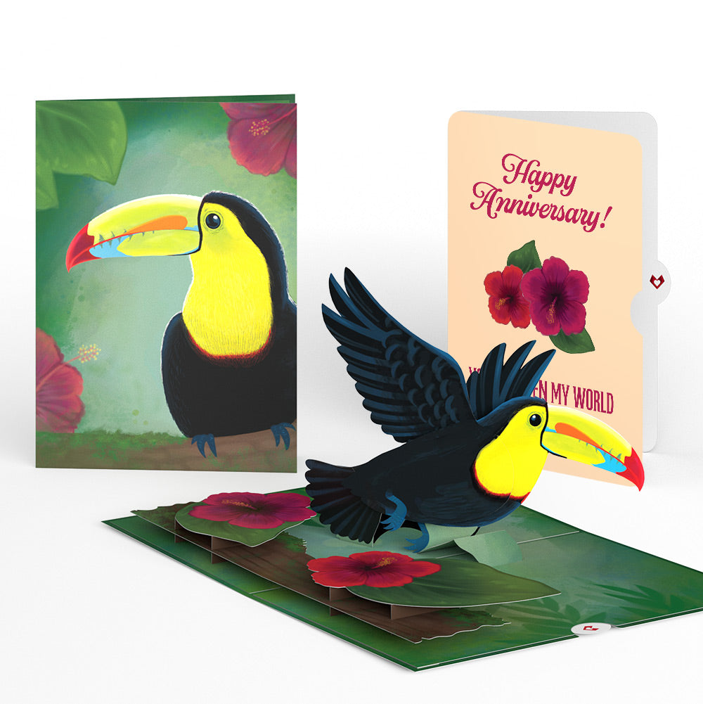 Rainforest Toucan Bright Anniversary Pop-Up Card and Hibiscus Sentiment Set