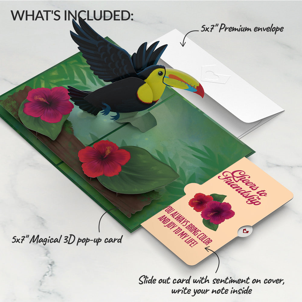 Rainforest Toucan Friendship Pop-Up Card and Hibiscus Sentiment Set