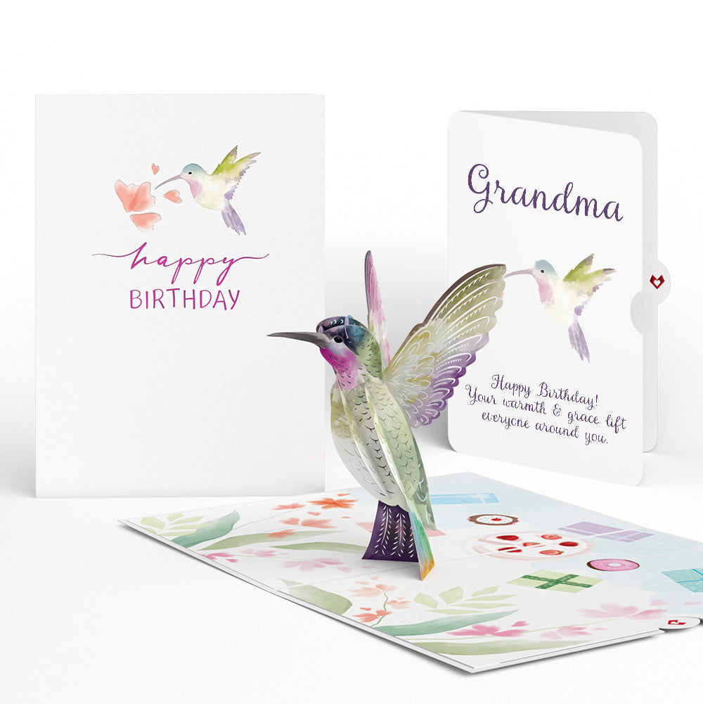 Hummingbird Birthday Pop-Up Card and Sentiment Set for Grandmother