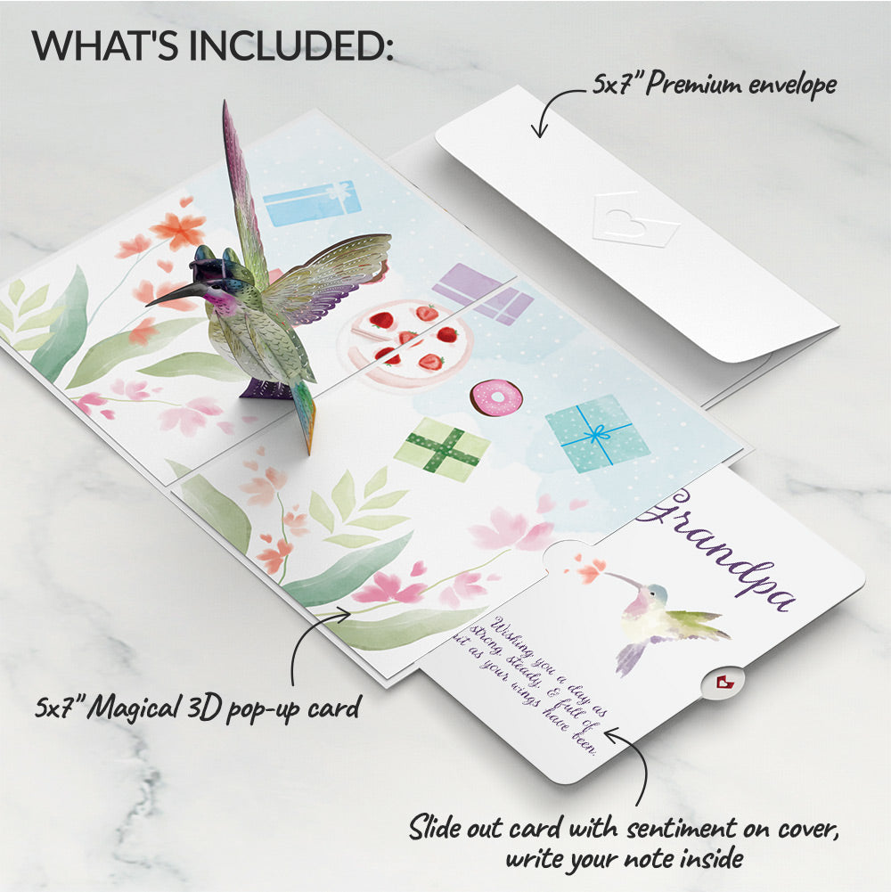 Hummingbird Birthday Pop-Up Card and Sentiment Set for Grandfather
