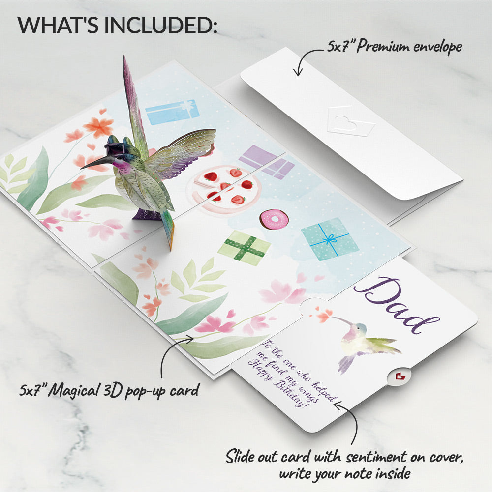Hummingbird Birthday Pop-Up Card and Sentiment Set for Dad