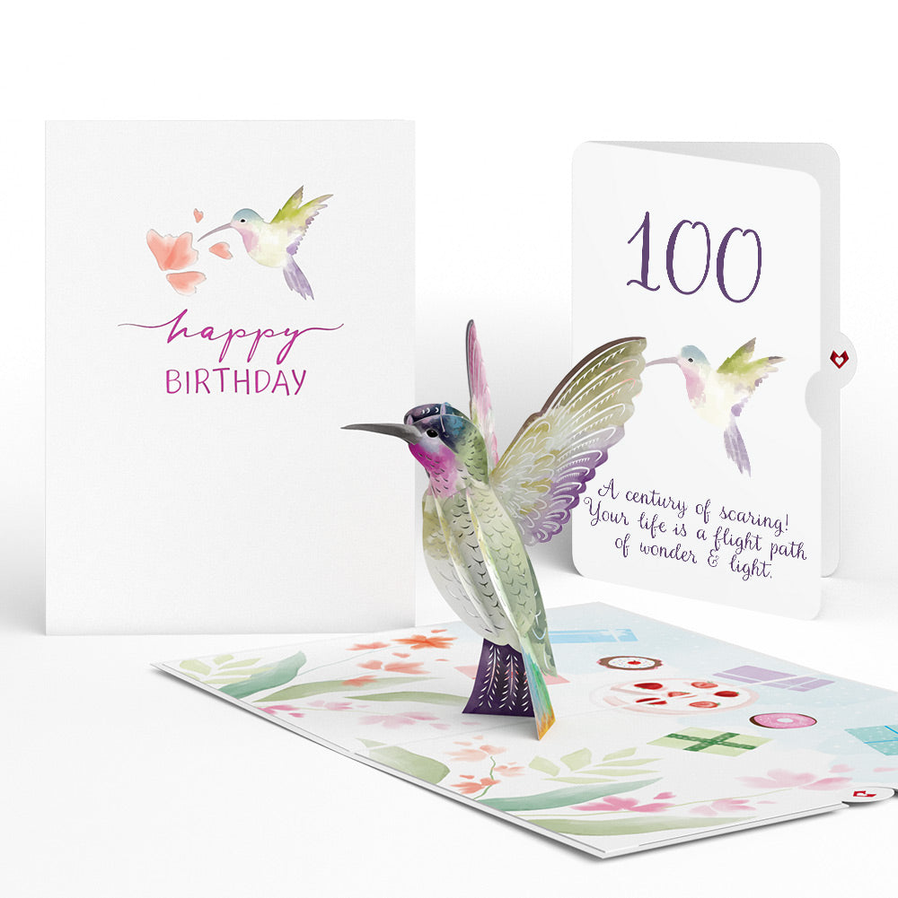 Hummingbird 100th Birthday Pop-Up Card and Sentiment Set