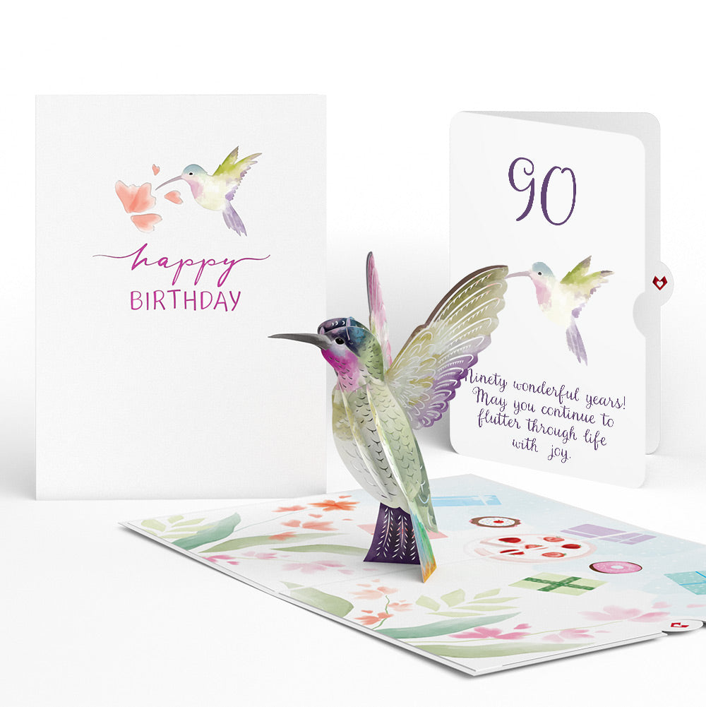 Hummingbird 90th Birthday Pop-Up Card and Sentiment Set