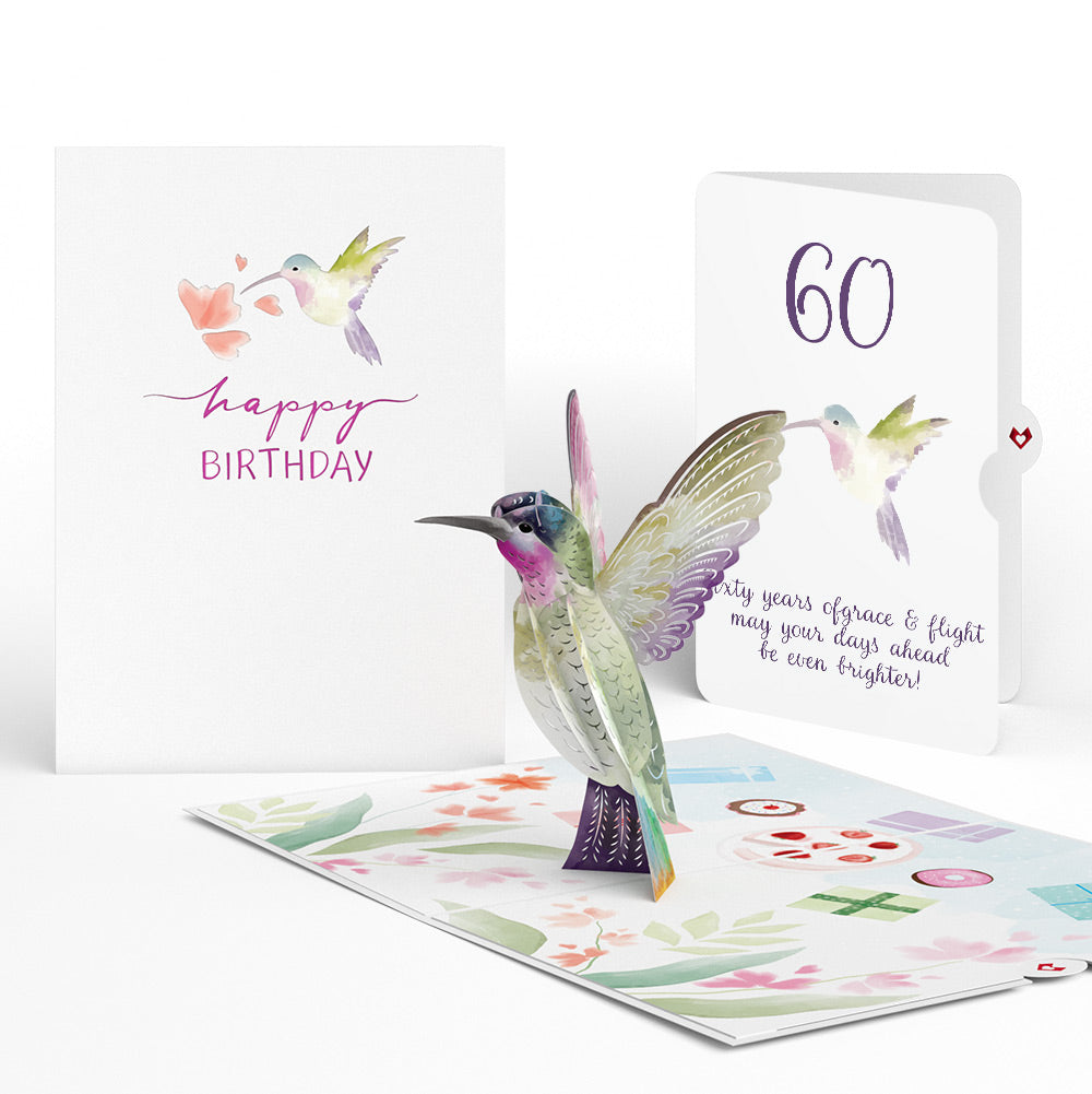 Hummingbird 60th Birthday Pop-Up Card and Sentiment Set
