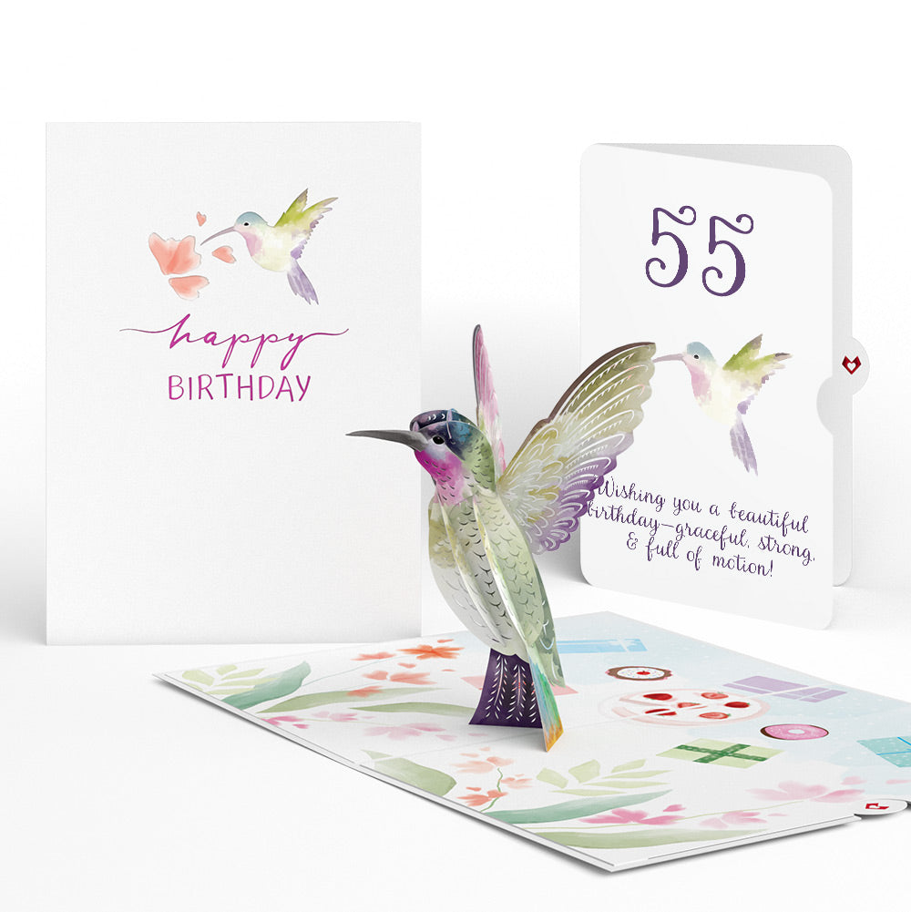 Hummingbird 55th Birthday Pop-Up Card and Sentiment Set