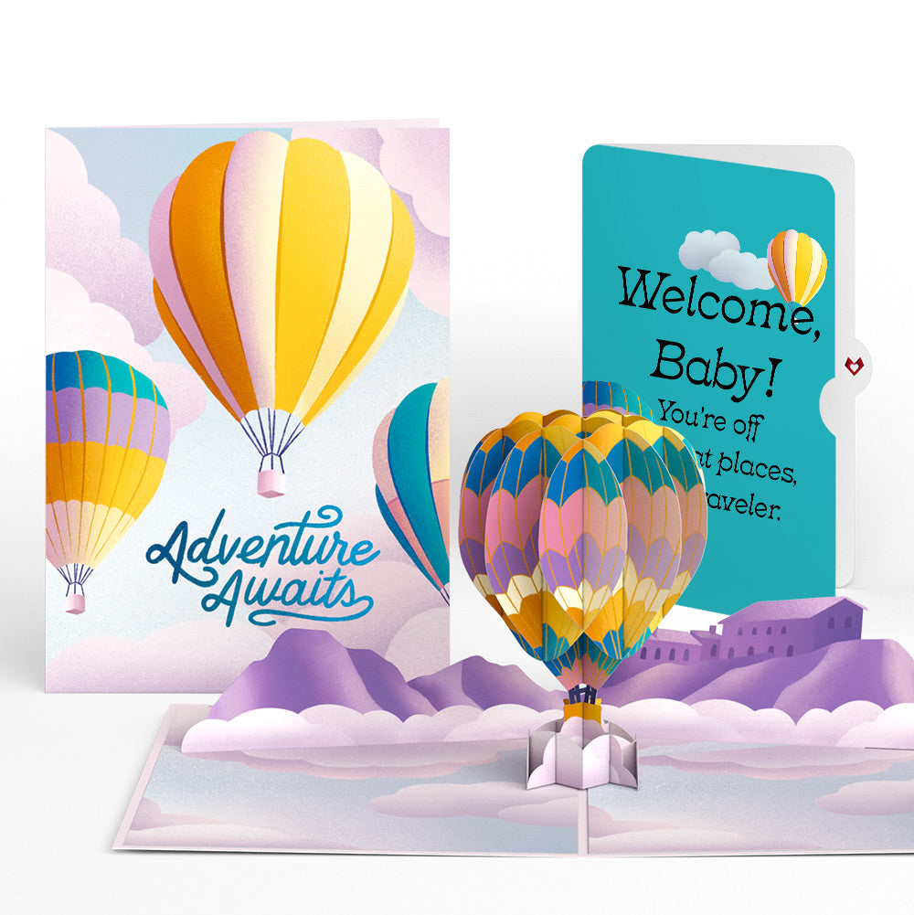 Adventure Awaits Hot Air Balloon New Baby Pop-Up Card and Sentiment Set