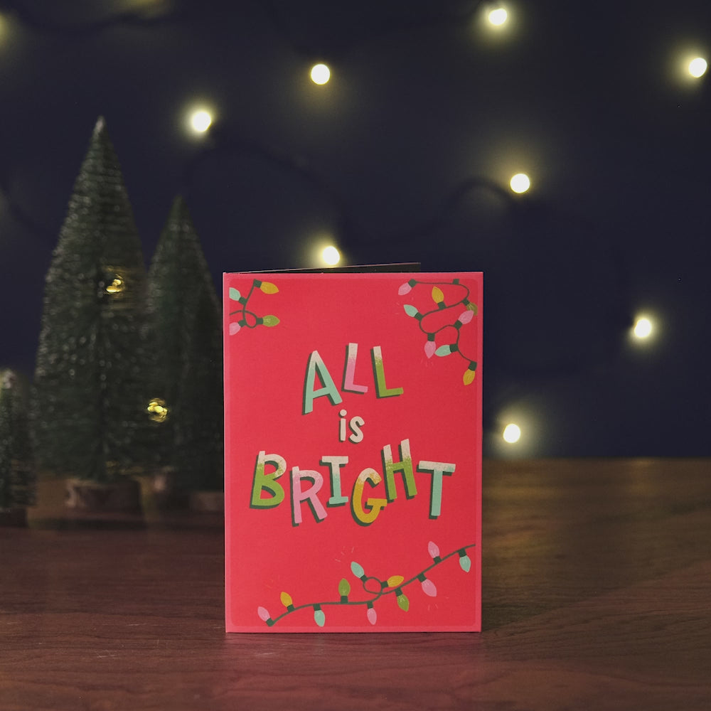 All Is Bright Holiday Reindeer Light-Up Pop-Up Card