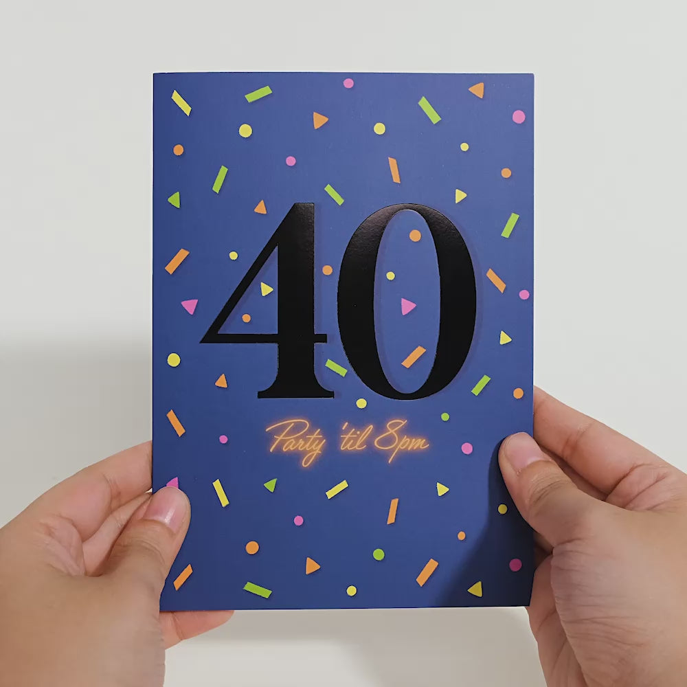 Party ’til 8pm 40th Birthday Pop-Up Card