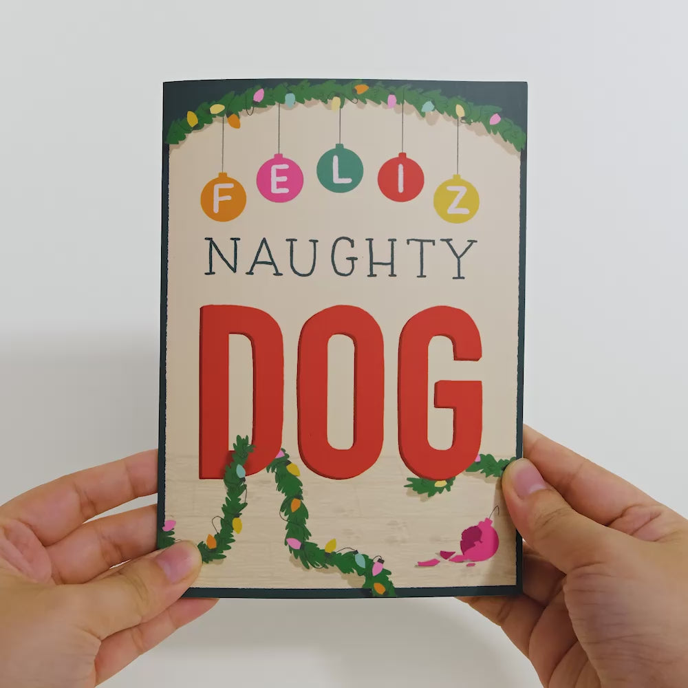 Feliz Naughty Dog Christmas Pop-Up Card