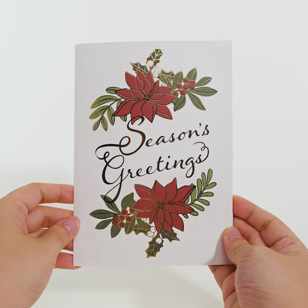 Season's Greetings Poinsettia Wreath Pop-Up Card