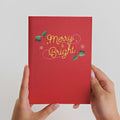 Merry and Bright Poinsettia Sleigh Slicegami Ornament Card™