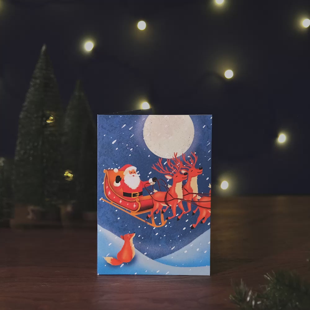 Christmas Eve Sleigh Ride Music and Lights Pop-Up Card