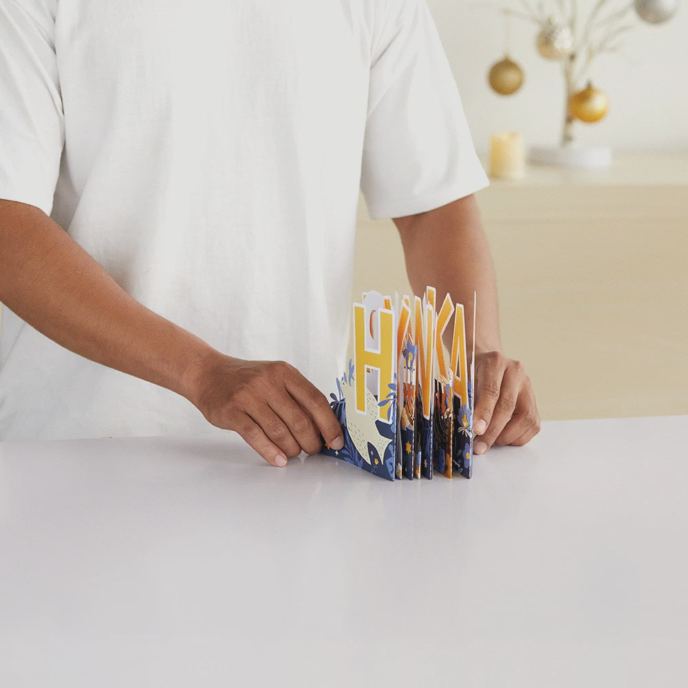 Elegant Happy Hanukkah Loooooong Card™ (Expands to 2 feet)