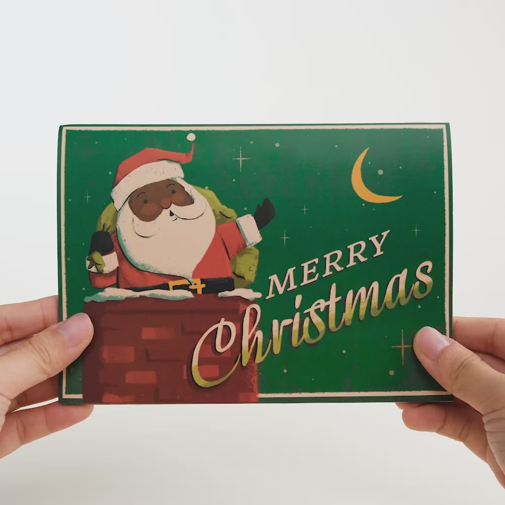 Santa Down the Chimney Christmas Pop-Up Card