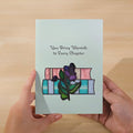 Warmth in Every Chapter Suncatcher Card