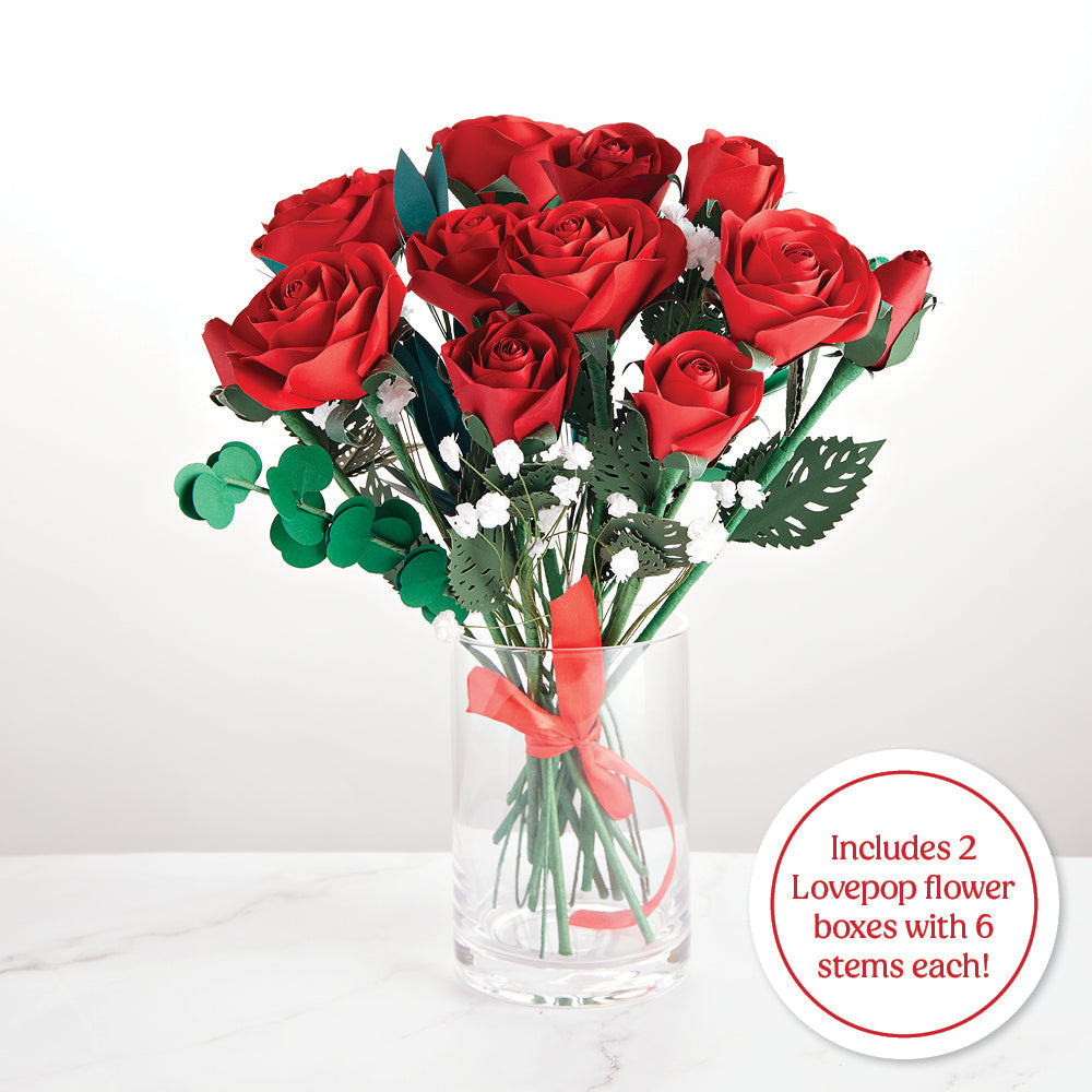 Handcrafted Paper Flowers: A Dozen Roses (12 Stems)