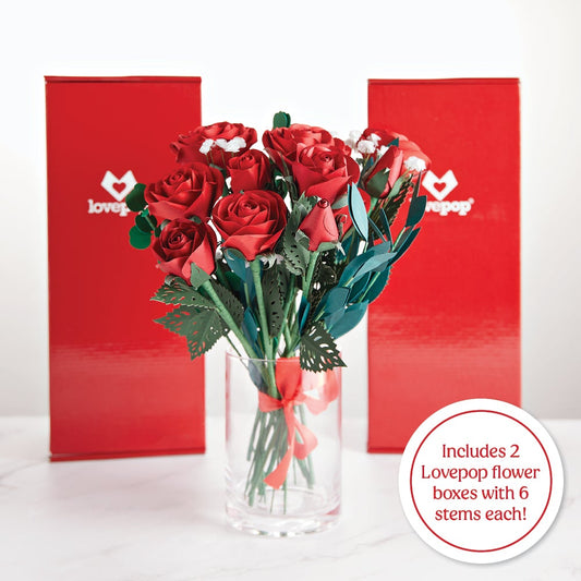 Handcrafted Paper Flowers: A Dozen Roses (12 Stems)