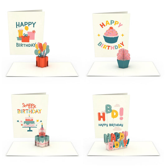 Whimsical Birthday Notecards (Assorted 4-Pack)