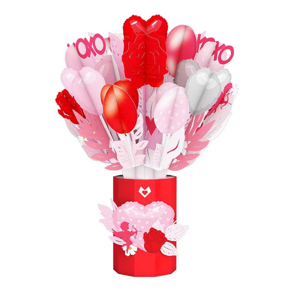 Cupid’s Valentine Wreath & XOXO Love Balloon Bouquet Bundle