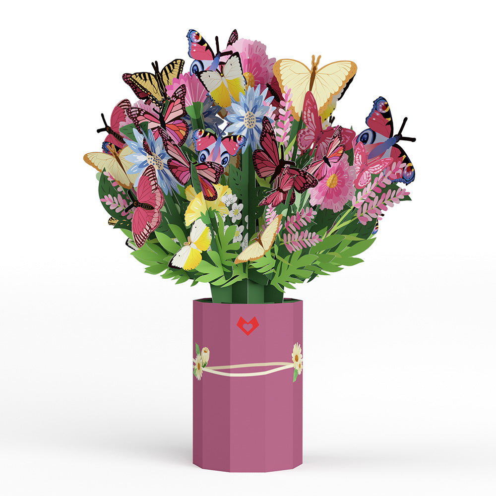Floral Garden Butterflies Pop-Up Card & Bouquet Bundle