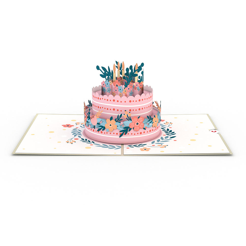 Floral Birthday Cake Pop-Up Card