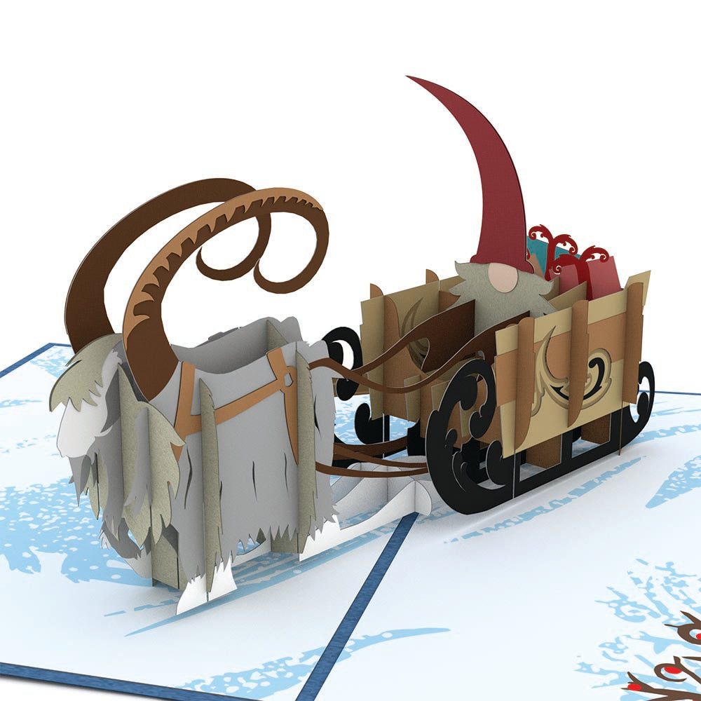 Nordic Gnome Sleigh Pop-Up Card