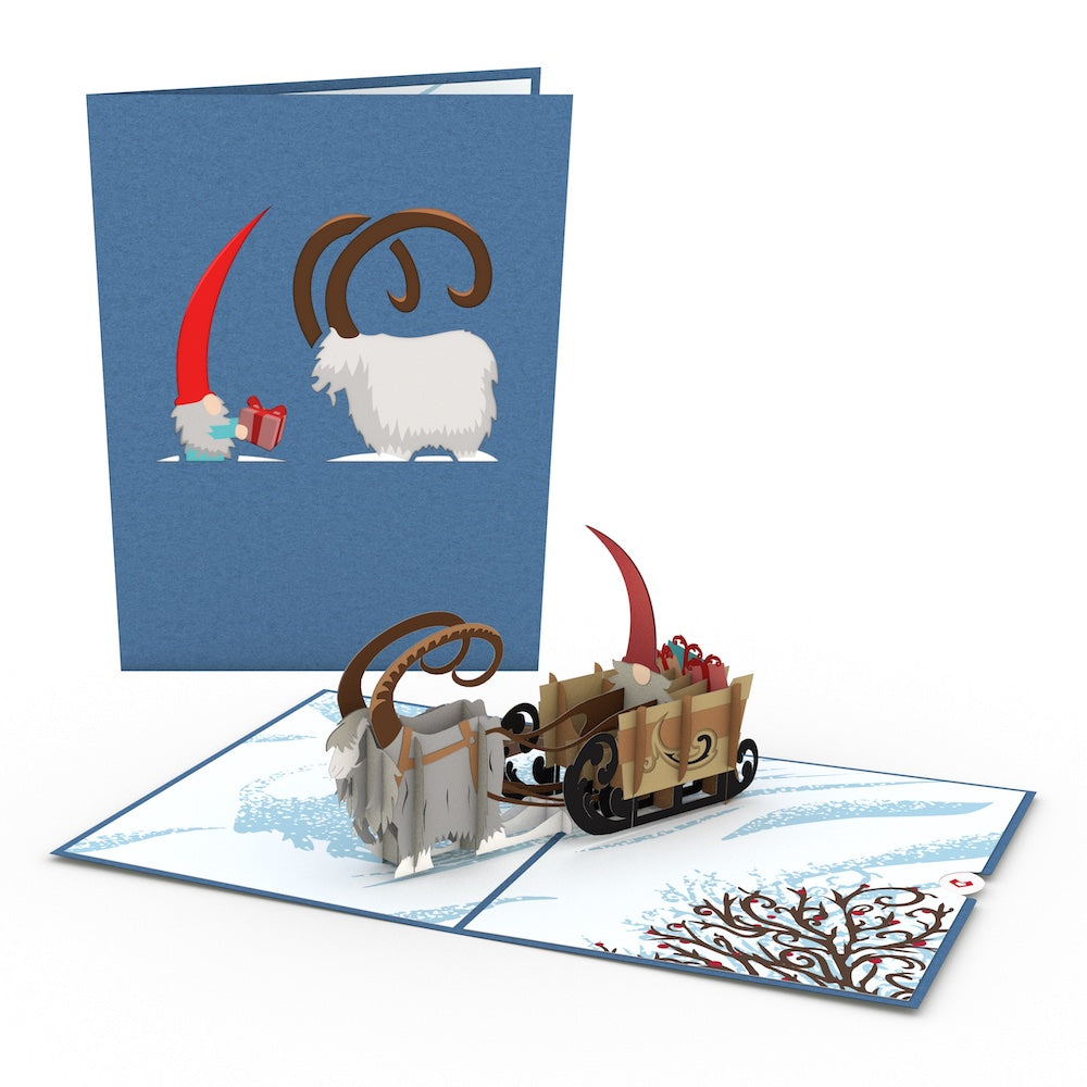 Nordic Gnome Sleigh Pop-Up Card