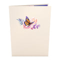 Handcrafted Paper Flowers: Pink Roses (6 Stems) with Monarch Butterfly Pop-Up Card