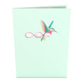 Handcrafted Paper Flowers: Pink & Yellow Roses (12 Stems) with Lovely Hummingbird Pop-Up Card