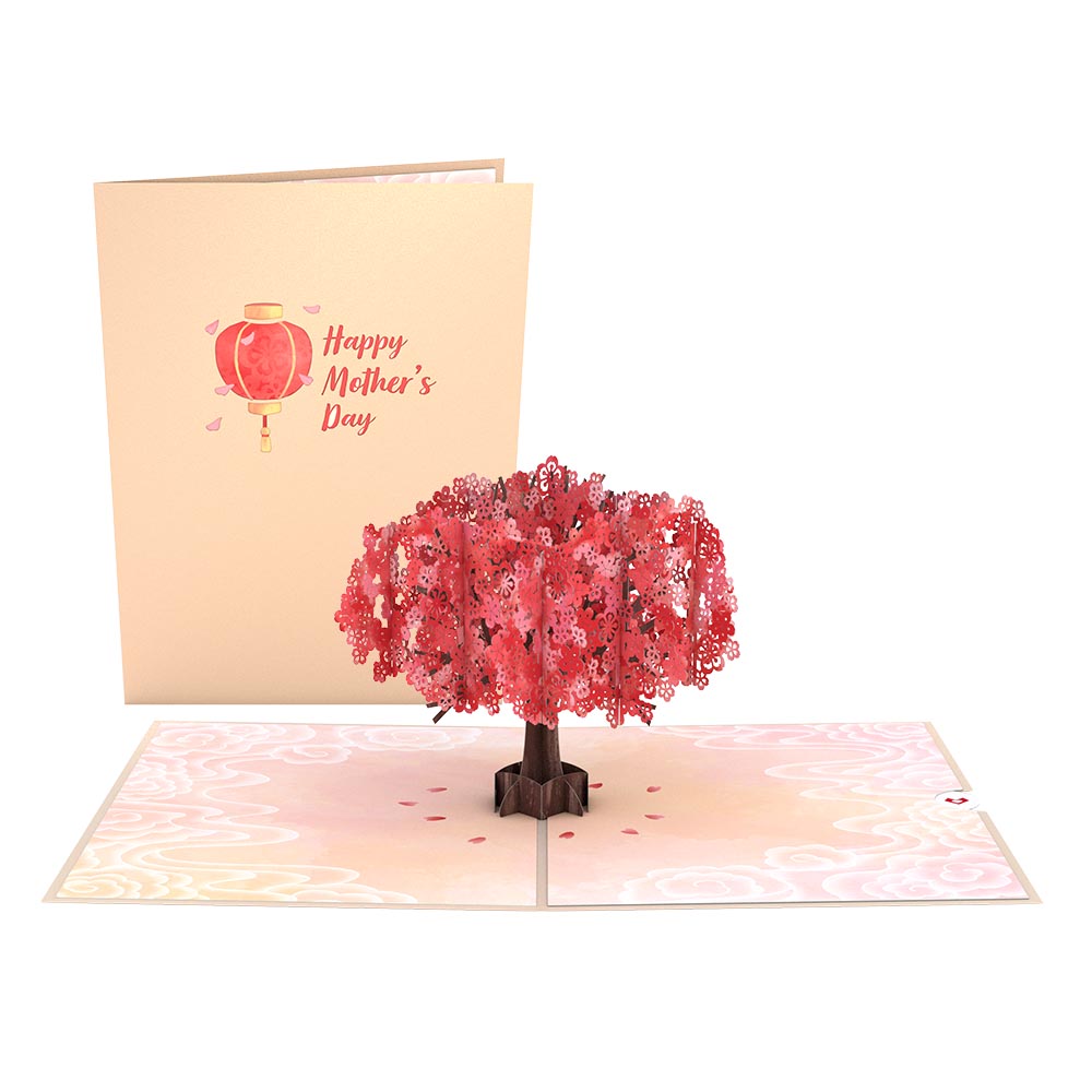 Mother's Day Red Sakura Pop-Up Card