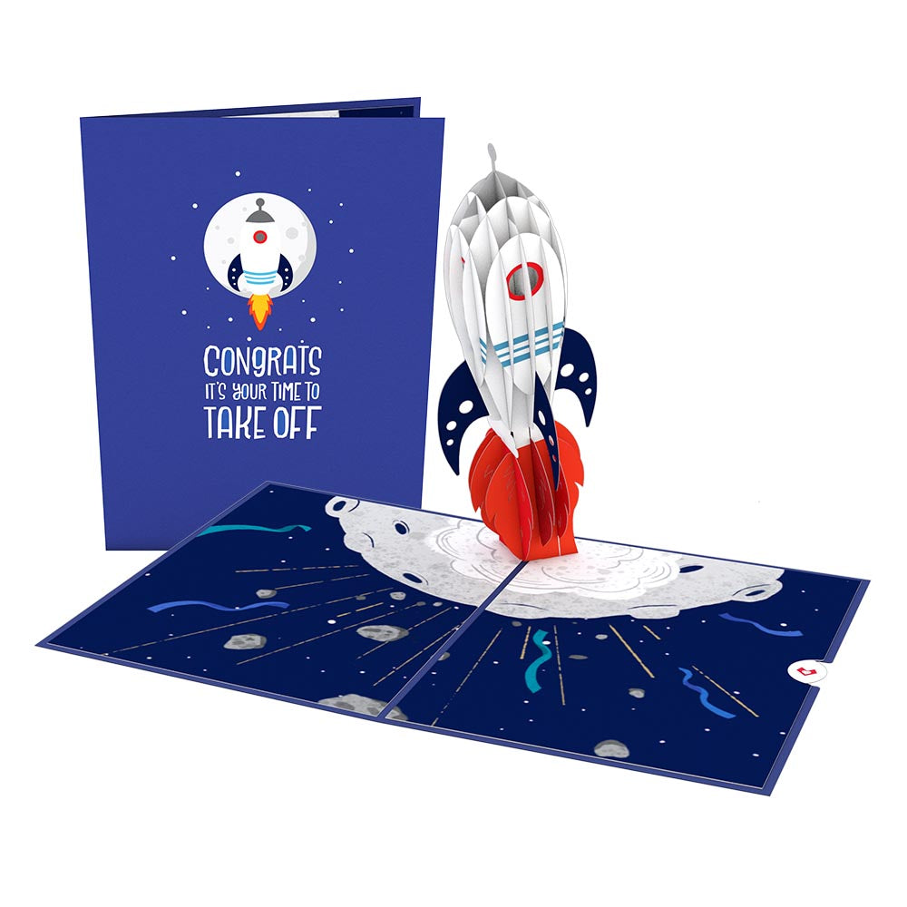 Congrats Rocketship Pop-Up Card