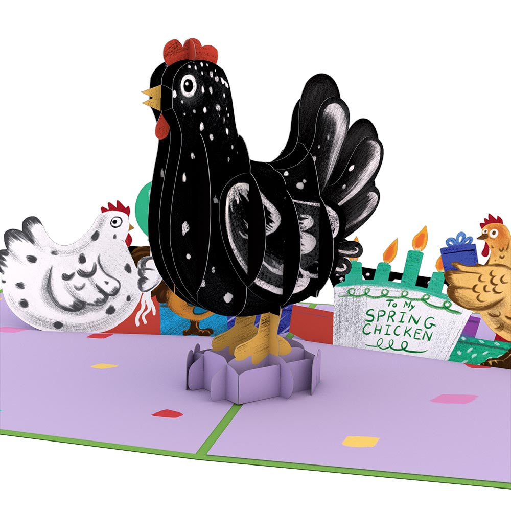 Happy Birthday To My Spring Chicken Pop-Up Card