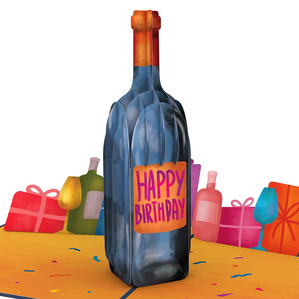 Vintage Wine Birthday Pop-Up Card