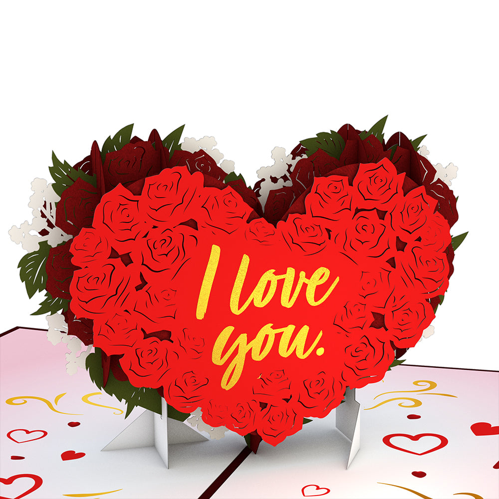 Red Rose Heart Pop-Up Card